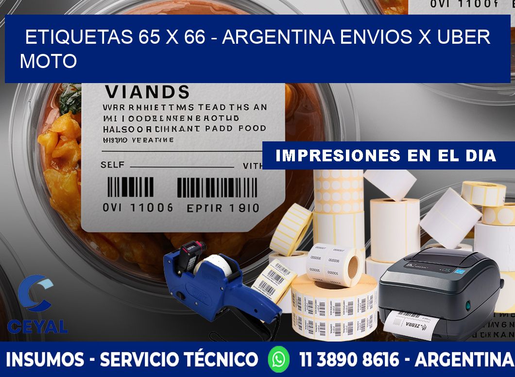 ETIQUETAS 65 x 66 - ARGENTINA ENVIOS X UBER MOTO