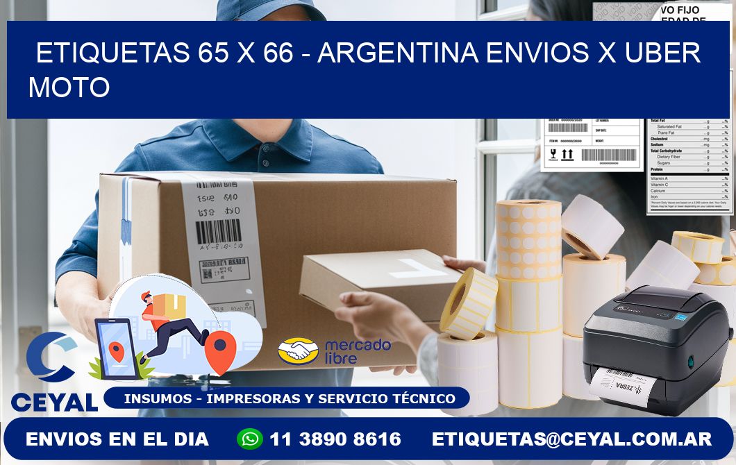 ETIQUETAS 65 x 66 - ARGENTINA ENVIOS X UBER MOTO