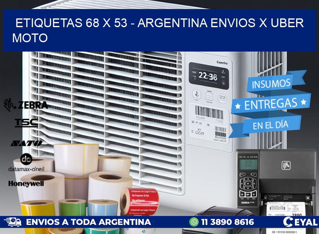 ETIQUETAS 68 x 53 - ARGENTINA ENVIOS X UBER MOTO