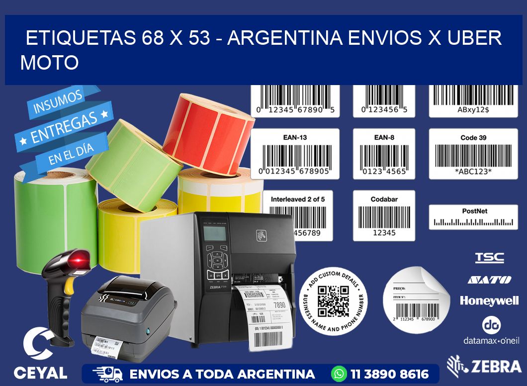 ETIQUETAS 68 x 53 - ARGENTINA ENVIOS X UBER MOTO