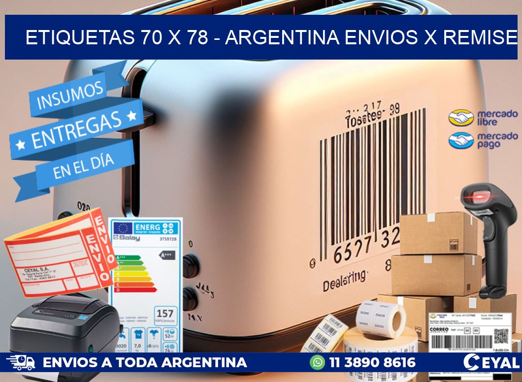 ETIQUETAS 70 x 78 - ARGENTINA ENVIOS X REMISE