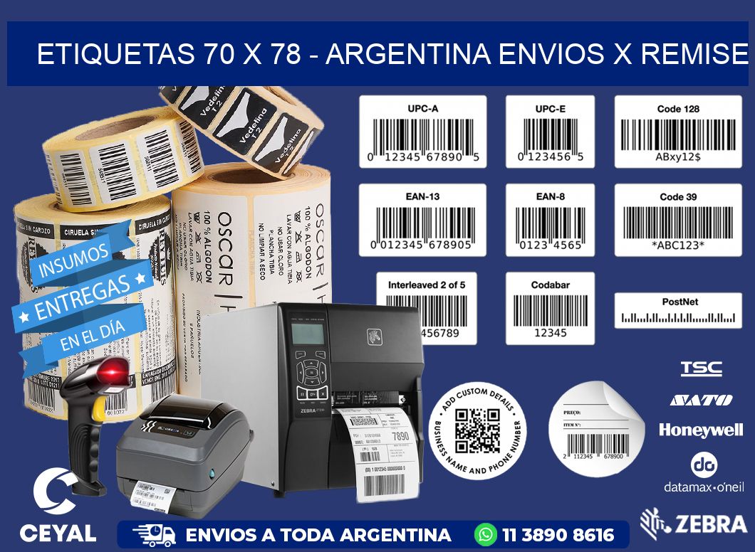 ETIQUETAS 70 x 78 - ARGENTINA ENVIOS X REMISE