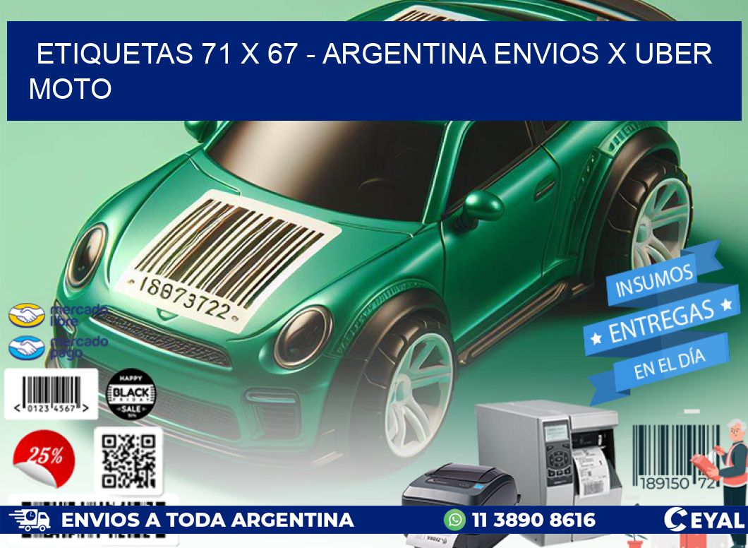 ETIQUETAS 71 x 67 - ARGENTINA ENVIOS X UBER MOTO