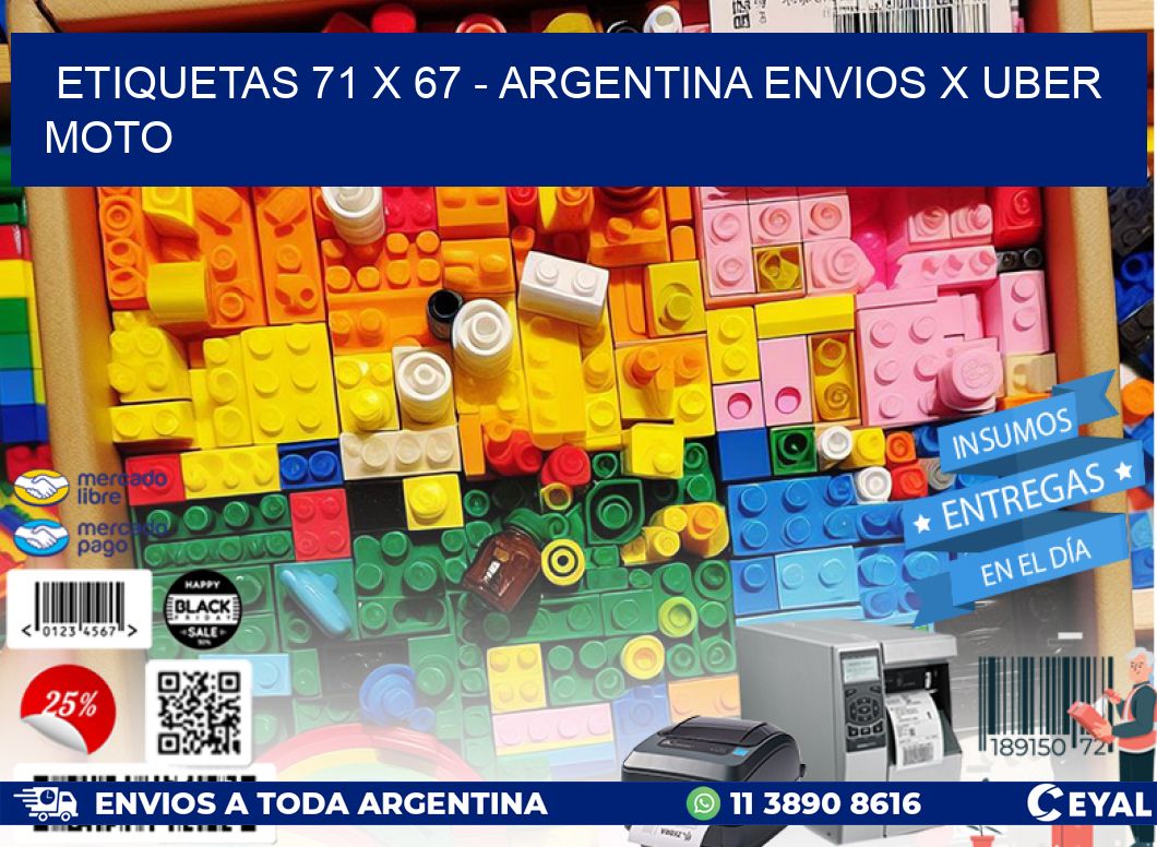 ETIQUETAS 71 x 67 - ARGENTINA ENVIOS X UBER MOTO