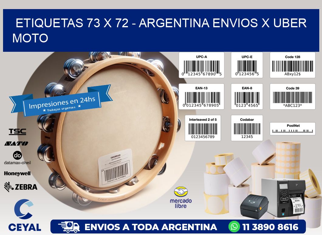 ETIQUETAS 73 x 72 - ARGENTINA ENVIOS X UBER MOTO