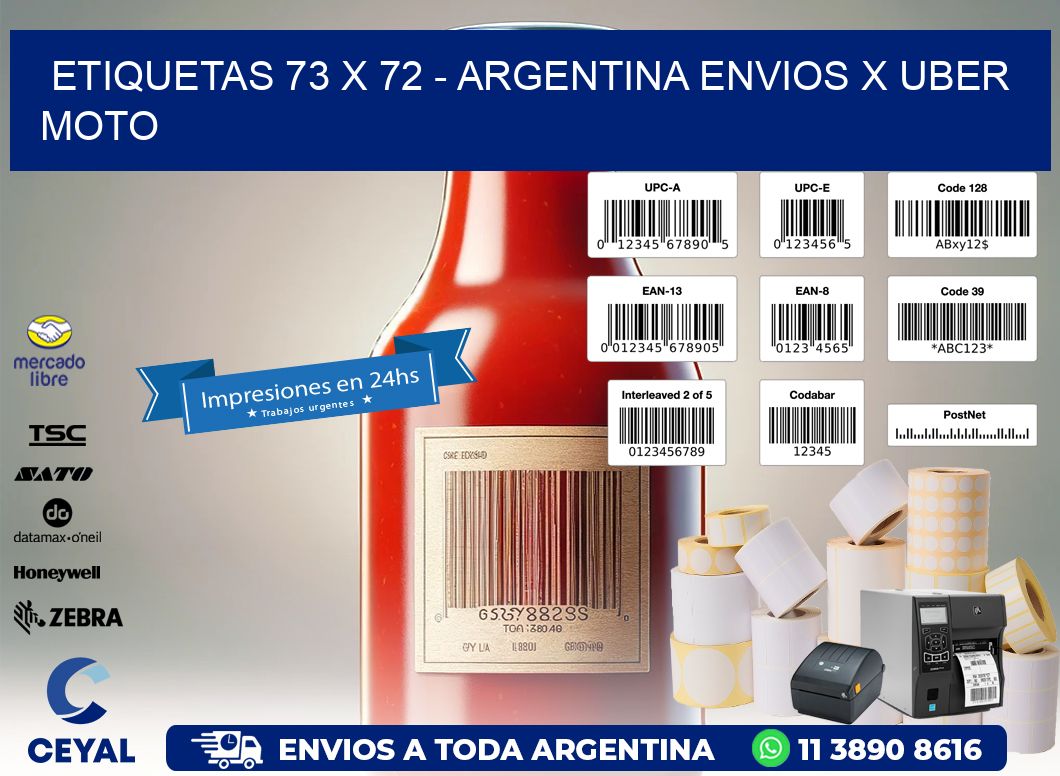 ETIQUETAS 73 x 72 - ARGENTINA ENVIOS X UBER MOTO