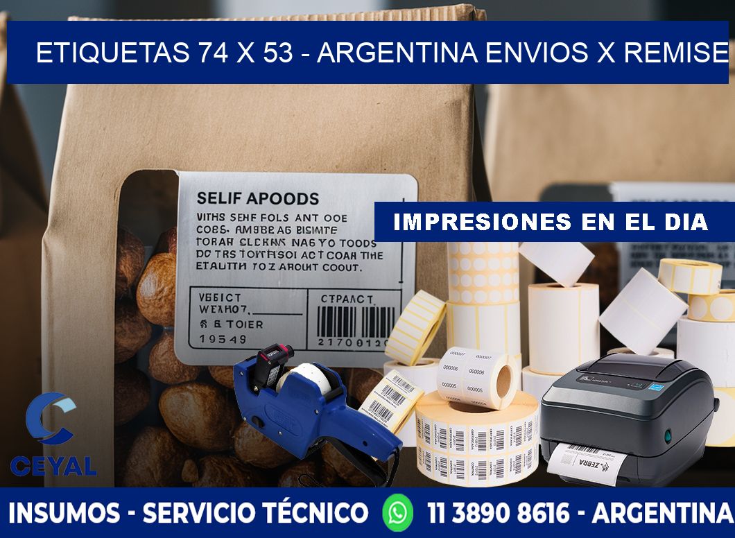 ETIQUETAS 74 x 53 - ARGENTINA ENVIOS X REMISE