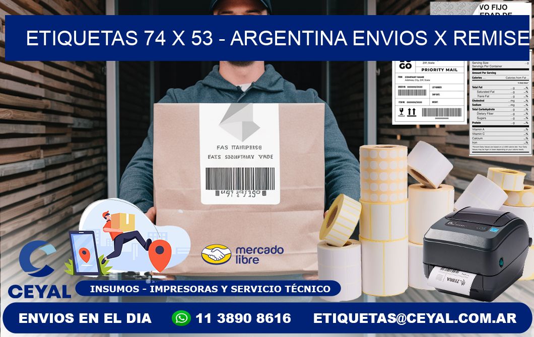 ETIQUETAS 74 x 53 - ARGENTINA ENVIOS X REMISE