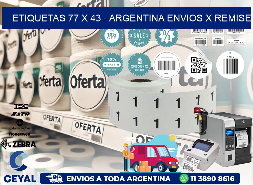 ETIQUETAS 77 x 43 - ARGENTINA ENVIOS X REMISE