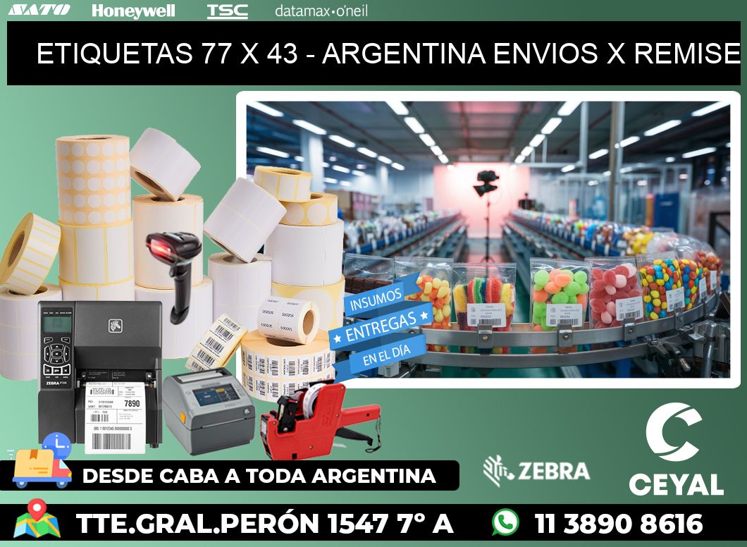 ETIQUETAS 77 x 43 - ARGENTINA ENVIOS X REMISE