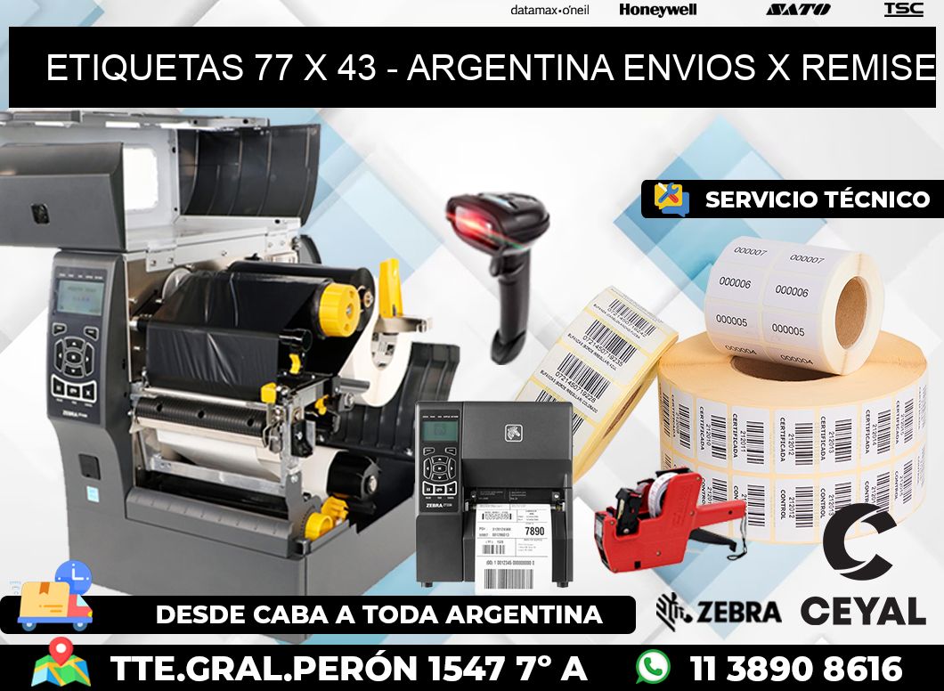 ETIQUETAS 77 x 43 - ARGENTINA ENVIOS X REMISE