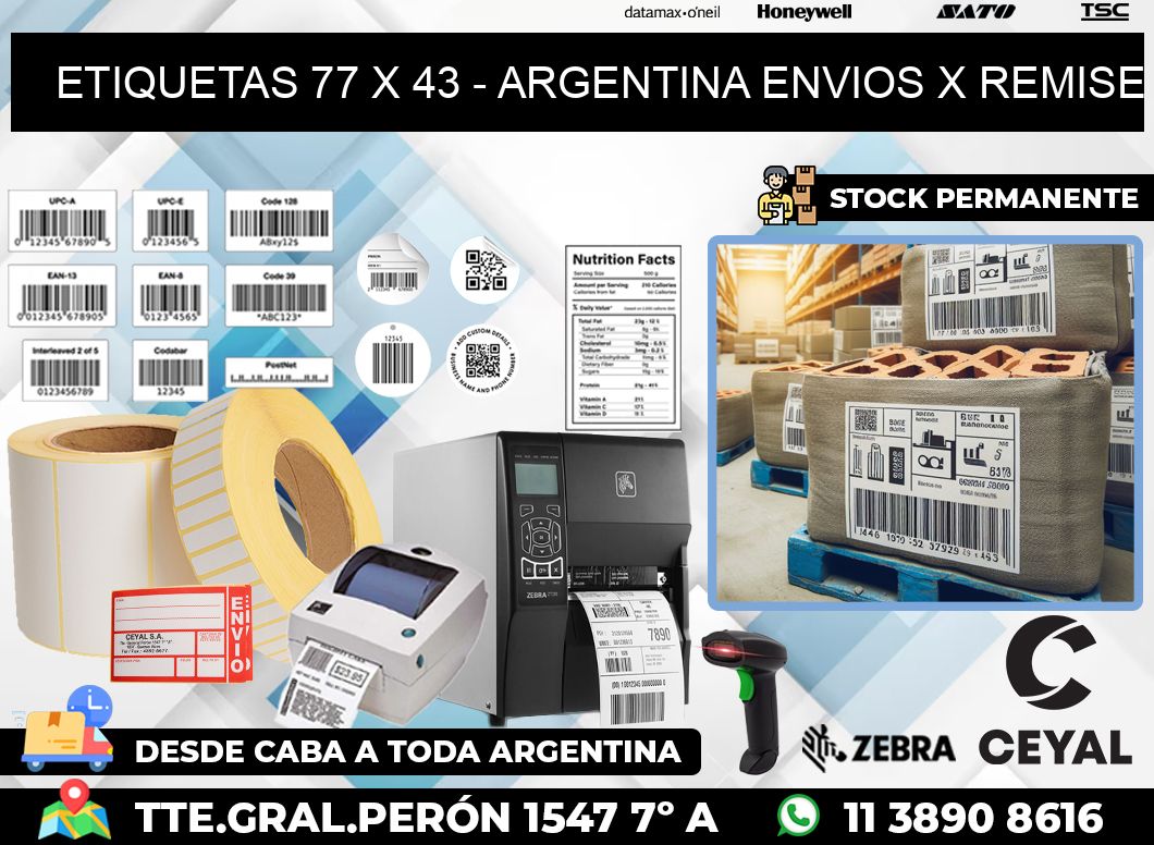 ETIQUETAS 77 x 43 – ARGENTINA ENVIOS X REMISE