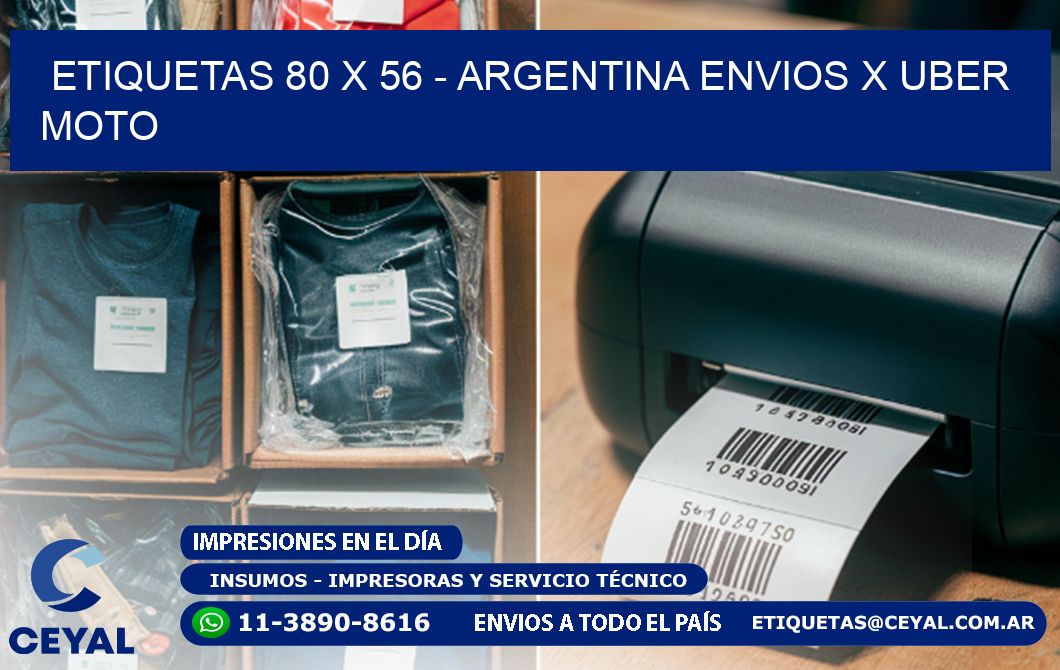 ETIQUETAS 80 x 56 - ARGENTINA ENVIOS X UBER MOTO