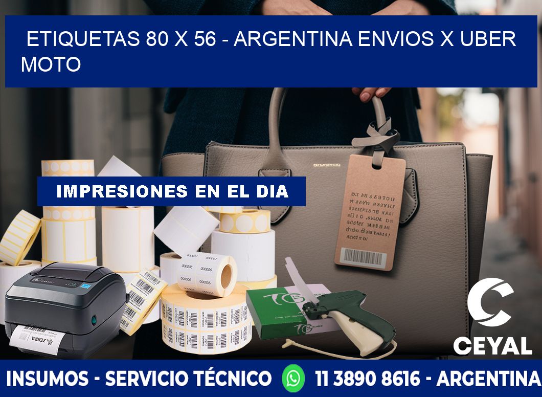 ETIQUETAS 80 x 56 - ARGENTINA ENVIOS X UBER MOTO