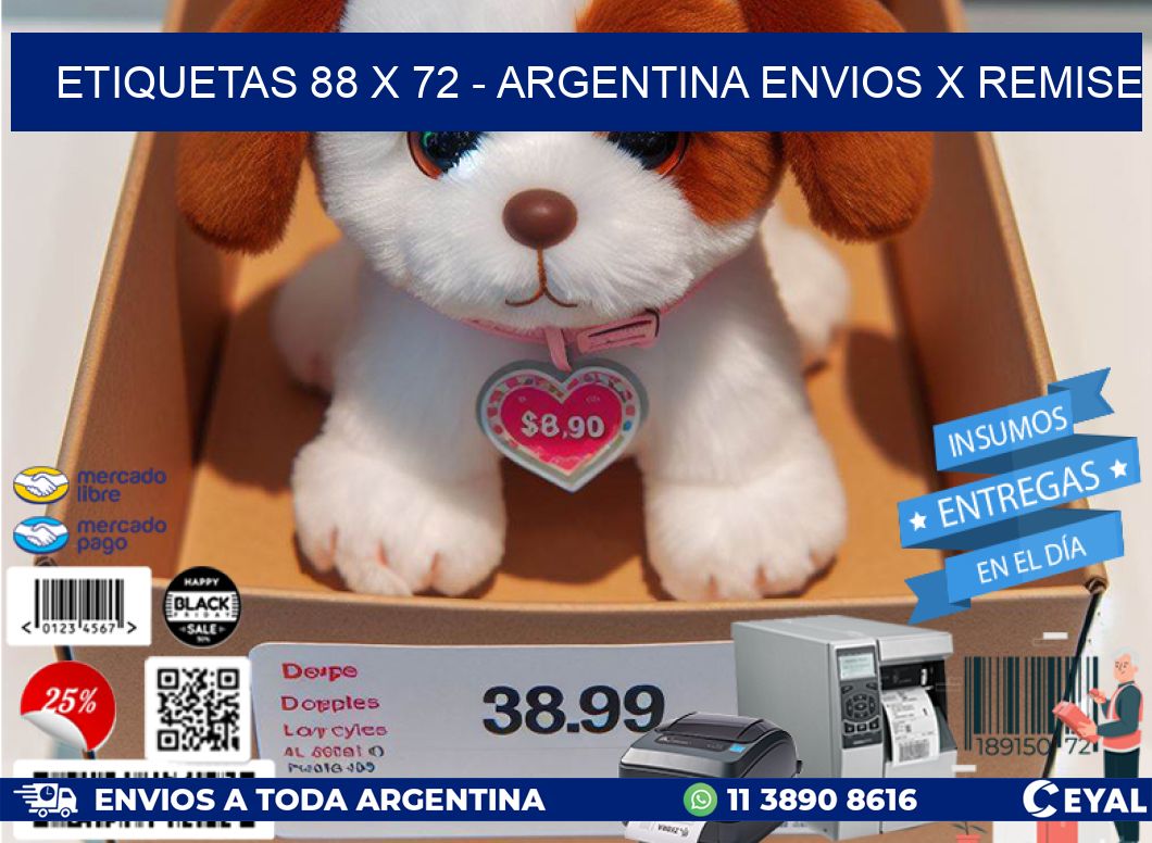 ETIQUETAS 88 x 72 - ARGENTINA ENVIOS X REMISE