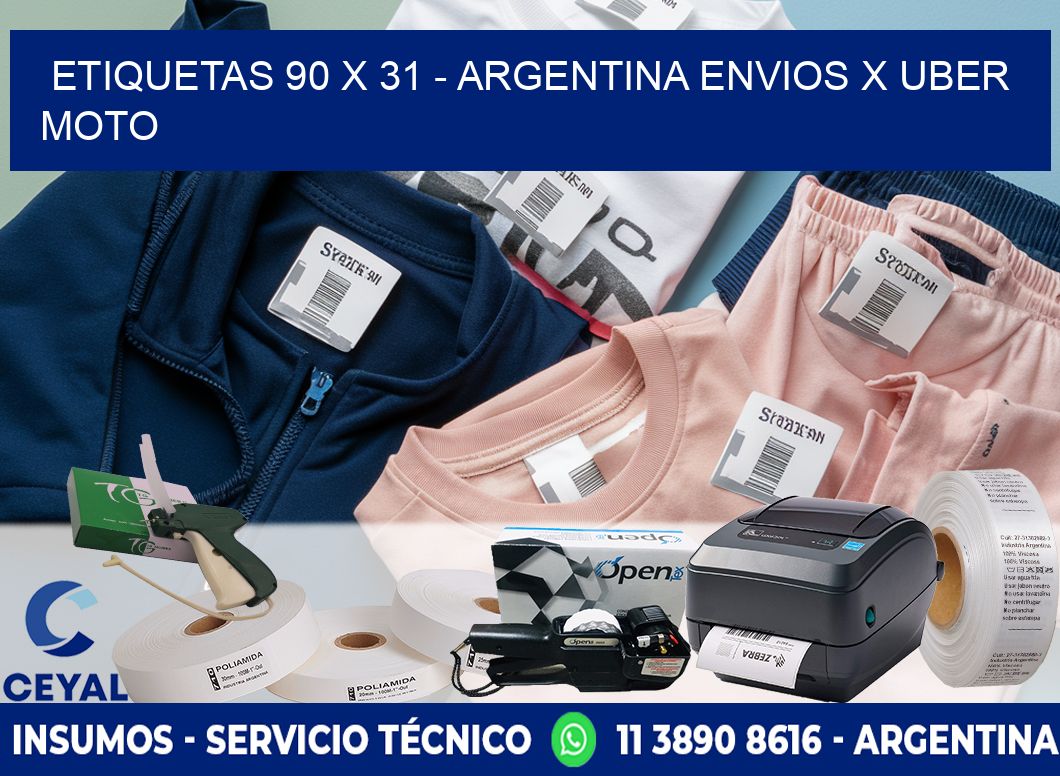 ETIQUETAS 90 x 31 - ARGENTINA ENVIOS X UBER MOTO
