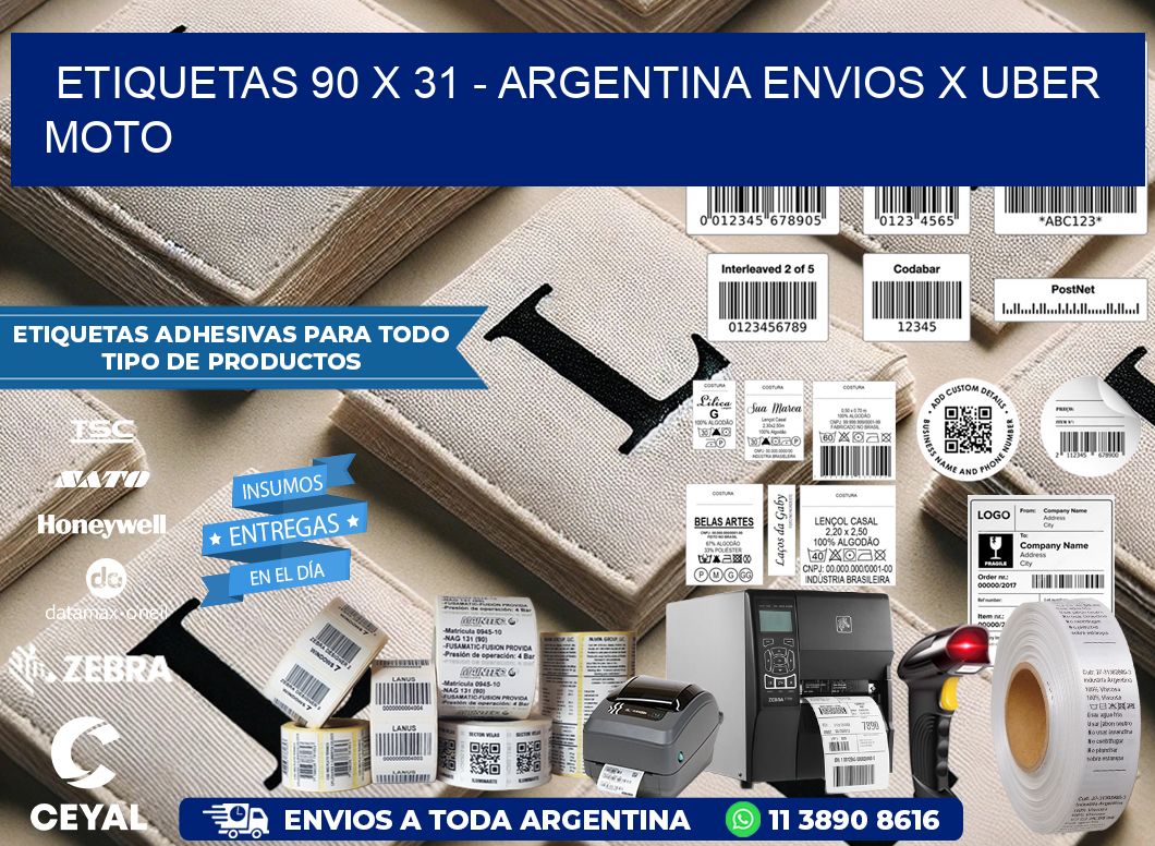 ETIQUETAS 90 x 31 – ARGENTINA ENVIOS X UBER MOTO