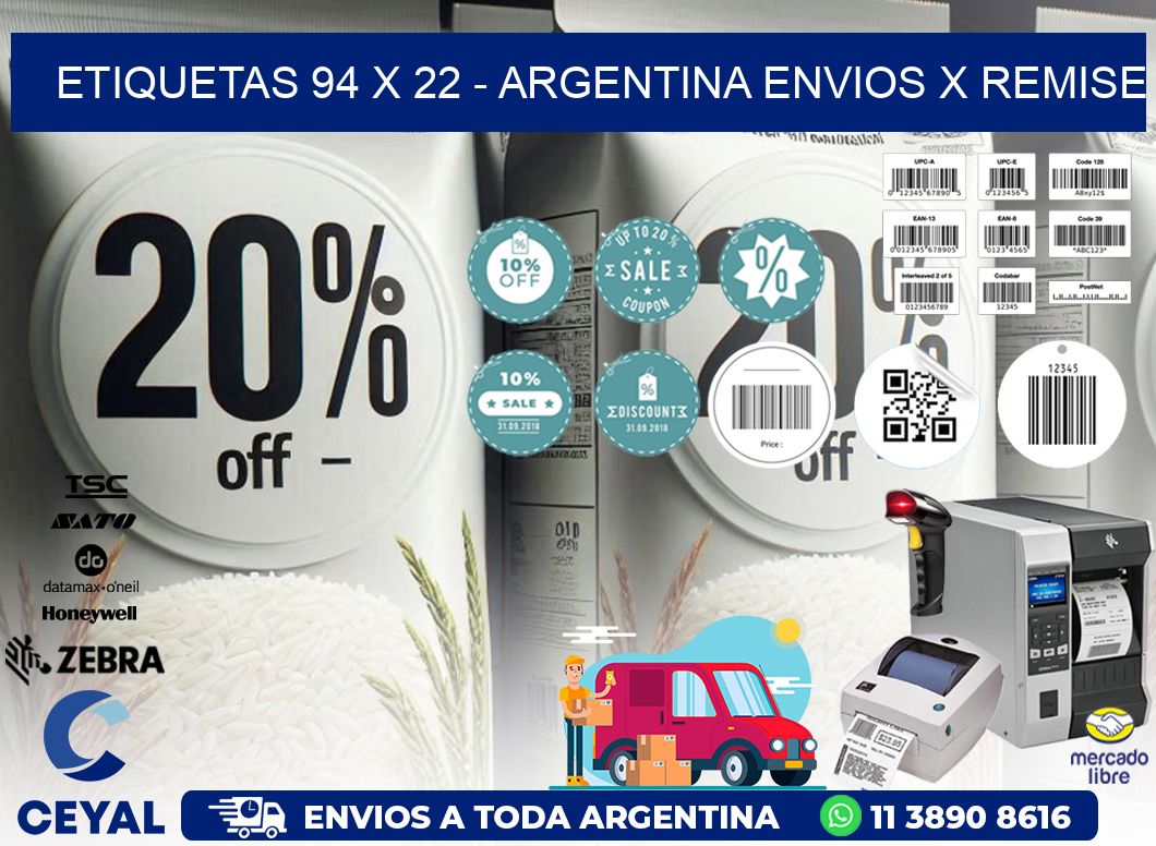 ETIQUETAS 94 x 22 - ARGENTINA ENVIOS X REMISE