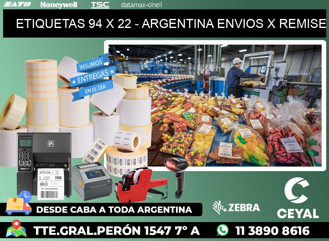 ETIQUETAS 94 x 22 - ARGENTINA ENVIOS X REMISE