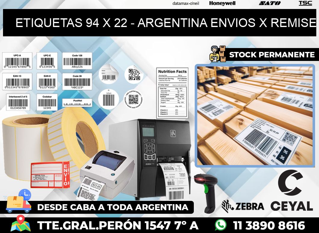 ETIQUETAS 94 x 22 – ARGENTINA ENVIOS X REMISE