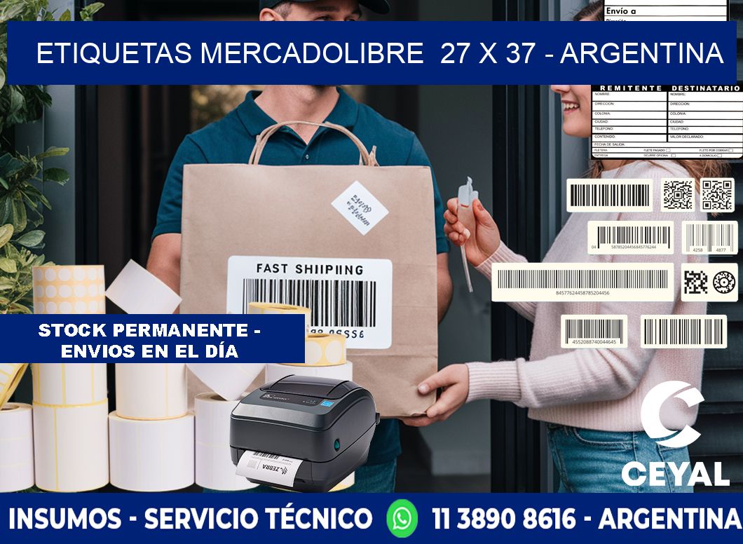 ETIQUETAS MERCADOLIBRE  27 x 37 - ARGENTINA