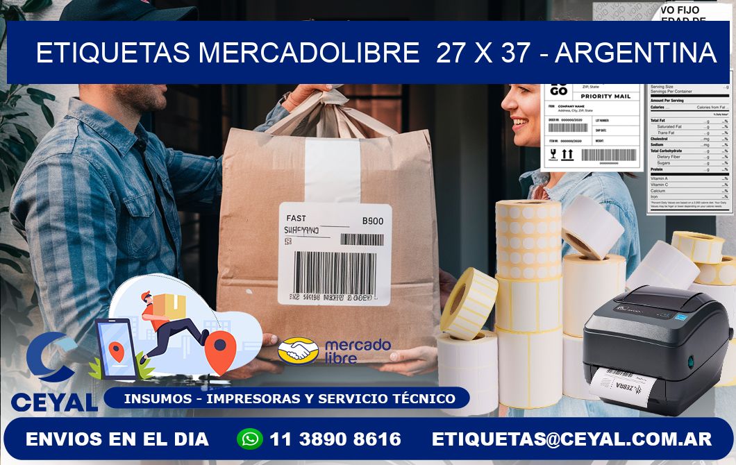 ETIQUETAS MERCADOLIBRE  27 x 37 - ARGENTINA