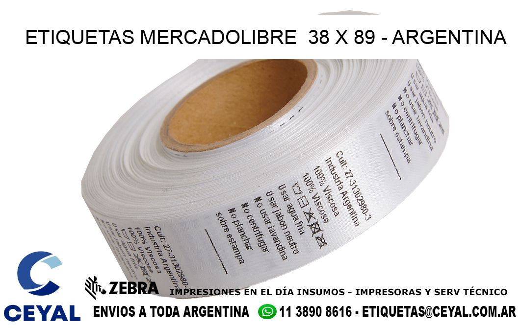 ETIQUETAS MERCADOLIBRE  38 x 89 - ARGENTINA