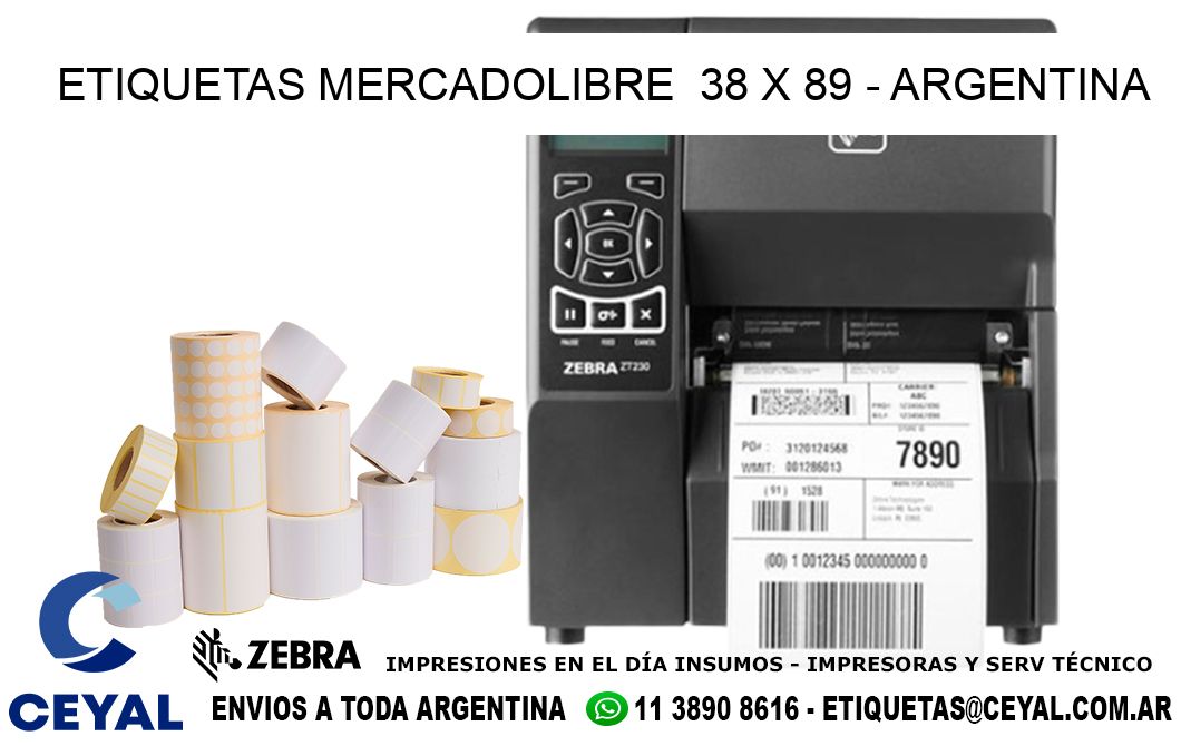 ETIQUETAS MERCADOLIBRE  38 x 89 - ARGENTINA