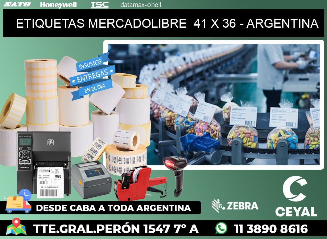 ETIQUETAS MERCADOLIBRE  41 x 36 - ARGENTINA