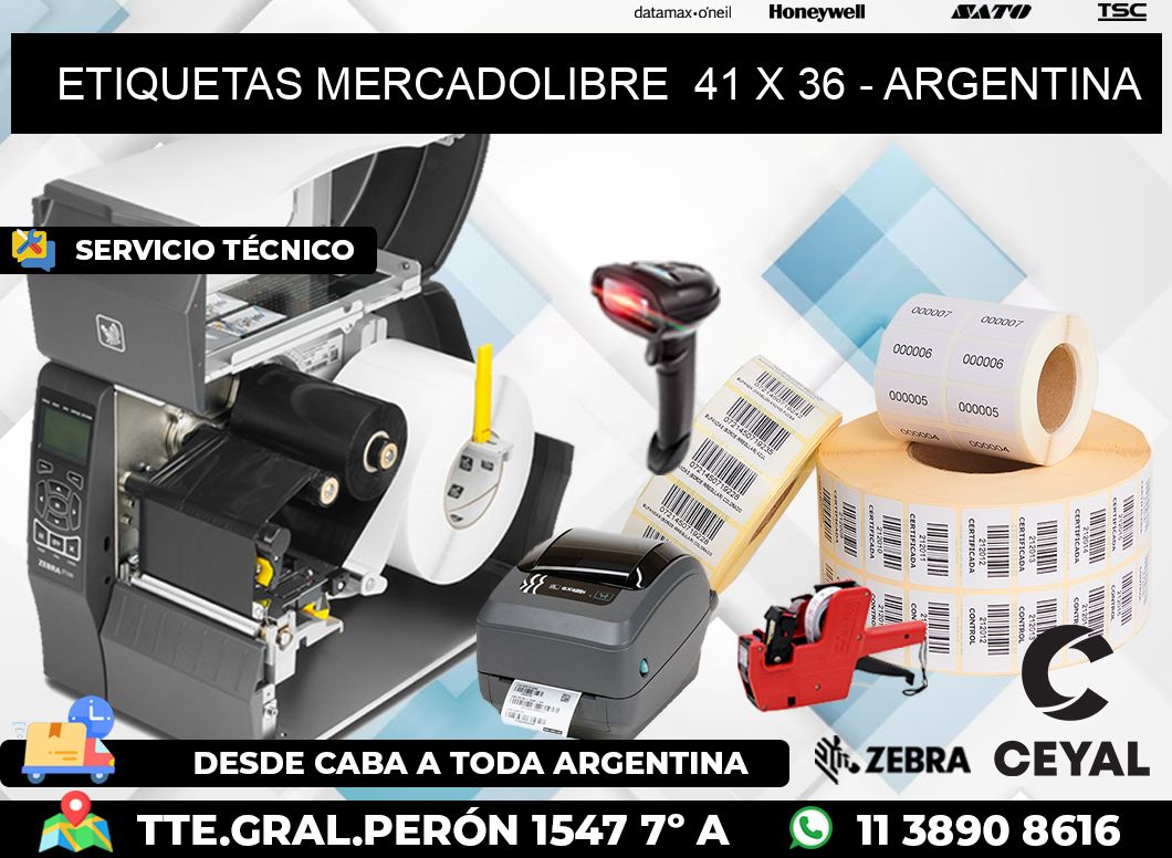 ETIQUETAS MERCADOLIBRE  41 x 36 - ARGENTINA