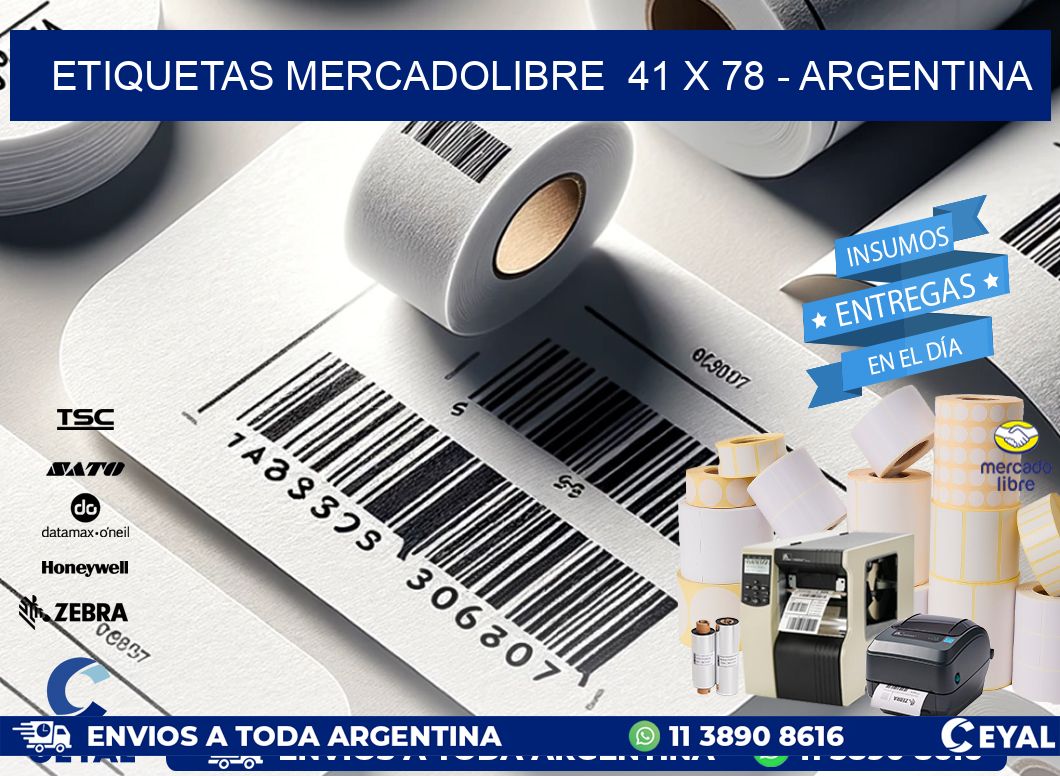 ETIQUETAS MERCADOLIBRE  41 x 78 - ARGENTINA