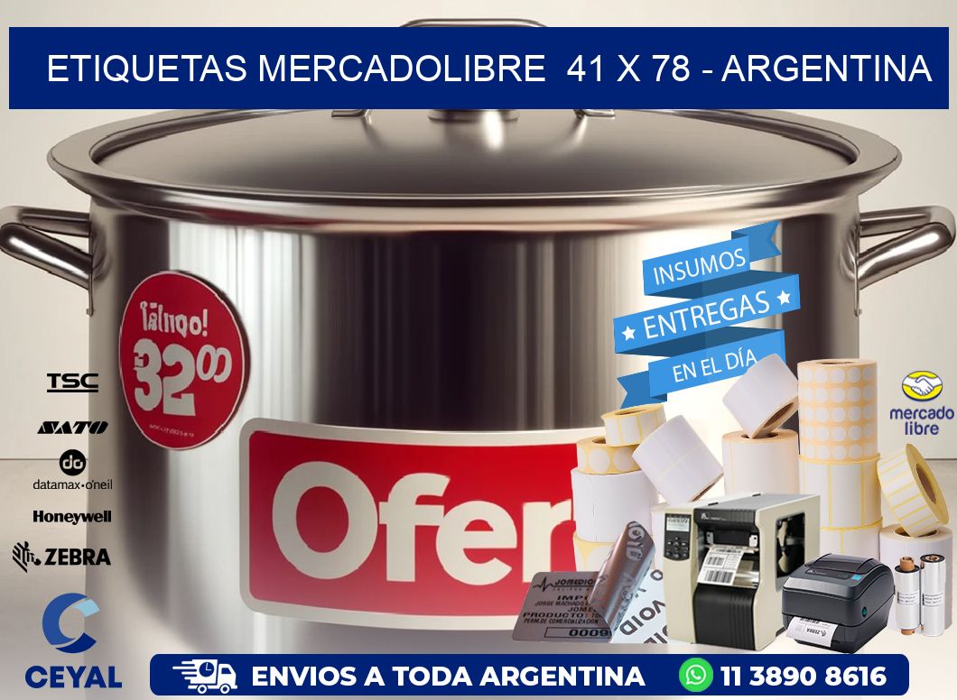 ETIQUETAS MERCADOLIBRE  41 x 78 - ARGENTINA