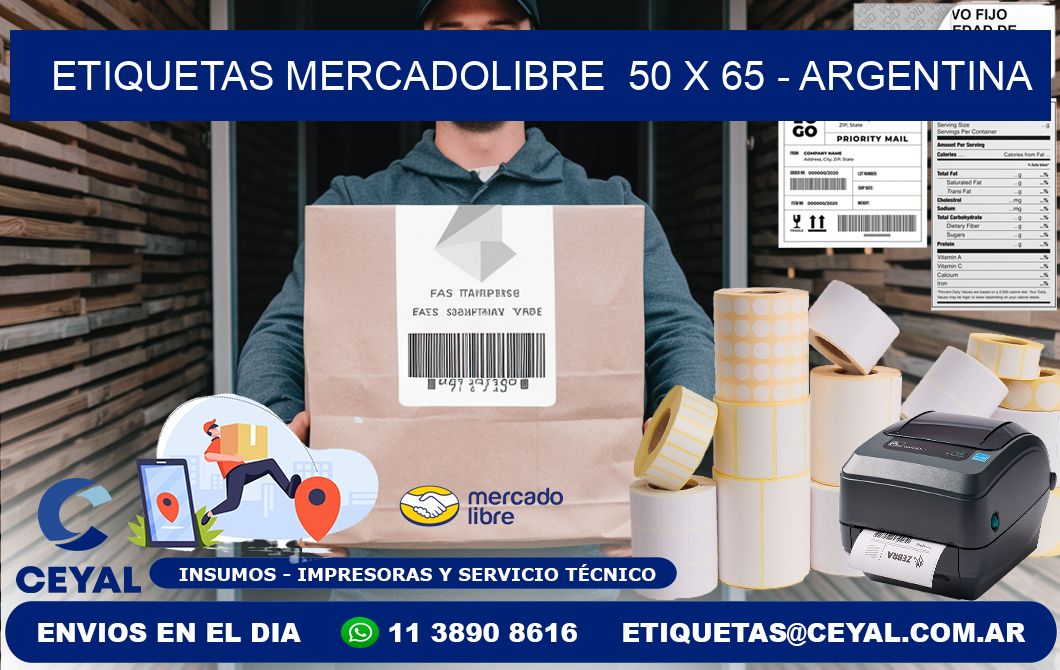 ETIQUETAS MERCADOLIBRE  50 x 65 - ARGENTINA