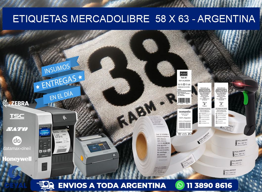 ETIQUETAS MERCADOLIBRE  58 x 63 - ARGENTINA