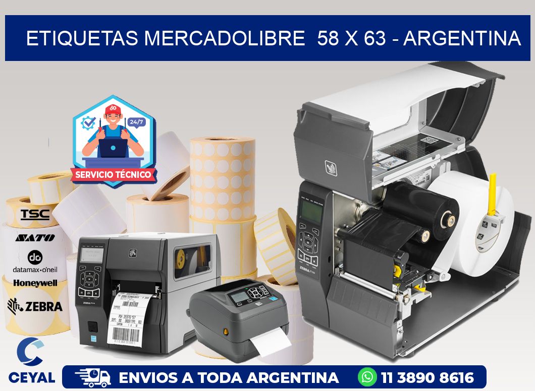 ETIQUETAS MERCADOLIBRE  58 x 63 - ARGENTINA