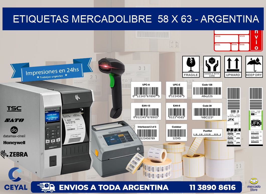 ETIQUETAS MERCADOLIBRE  58 x 63 – ARGENTINA