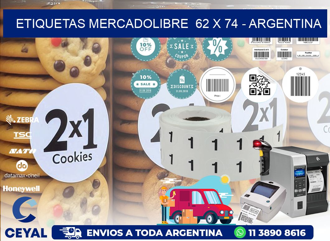 ETIQUETAS MERCADOLIBRE  62 x 74 - ARGENTINA