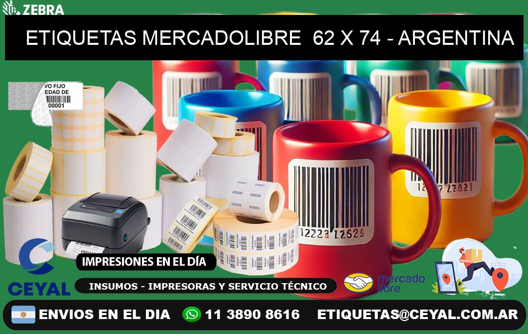 ETIQUETAS MERCADOLIBRE  62 x 74 - ARGENTINA