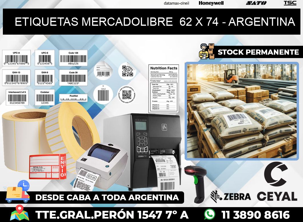 ETIQUETAS MERCADOLIBRE  62 x 74 – ARGENTINA