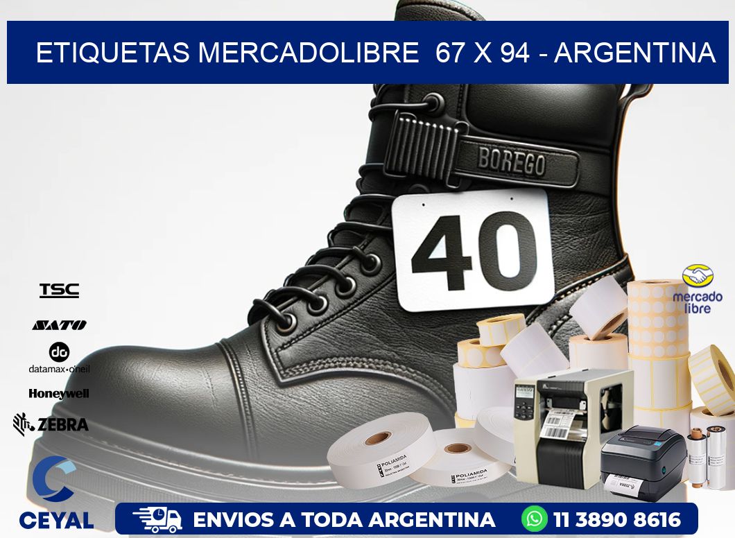 ETIQUETAS MERCADOLIBRE  67 x 94 - ARGENTINA