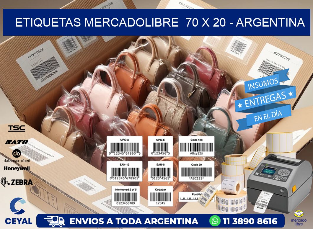 ETIQUETAS MERCADOLIBRE  70 x 20 - ARGENTINA