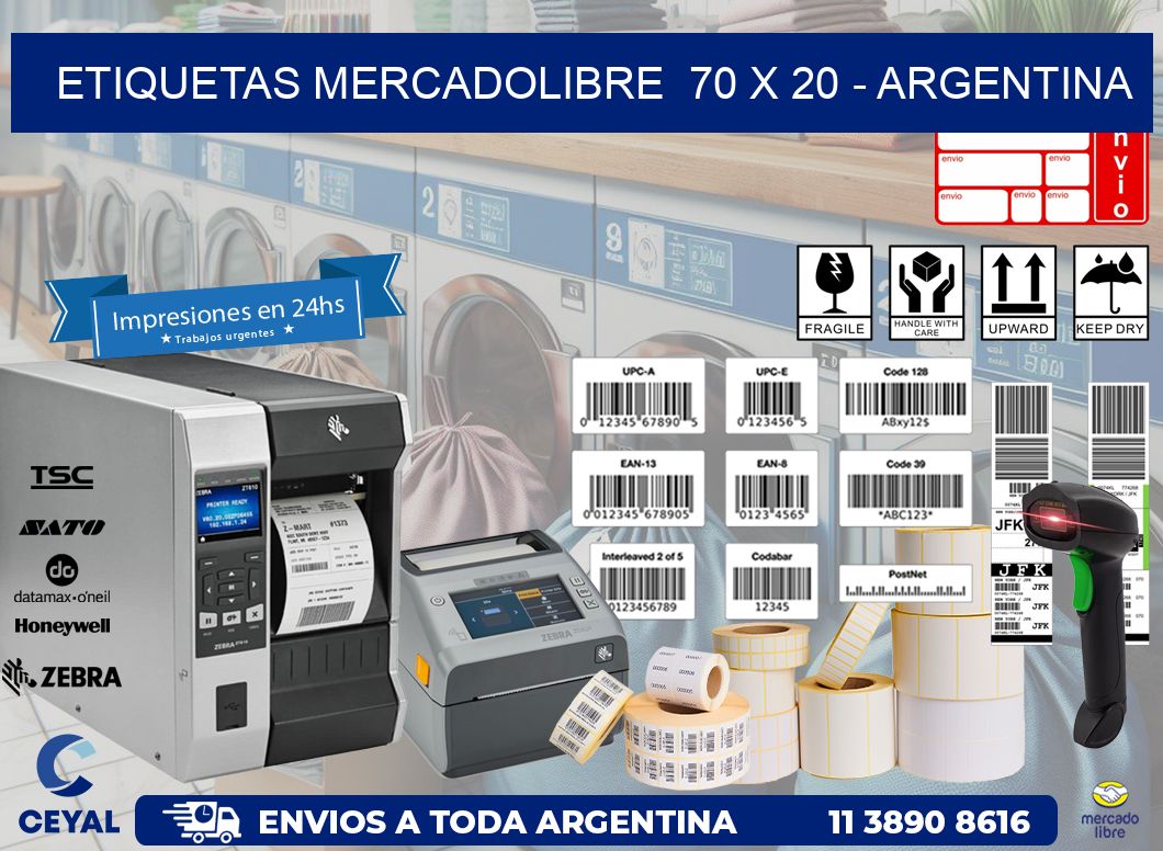 ETIQUETAS MERCADOLIBRE  70 x 20 - ARGENTINA