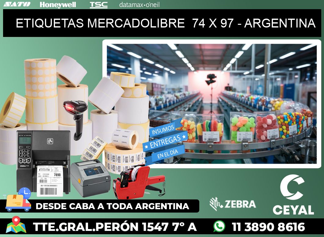 ETIQUETAS MERCADOLIBRE  74 x 97 - ARGENTINA