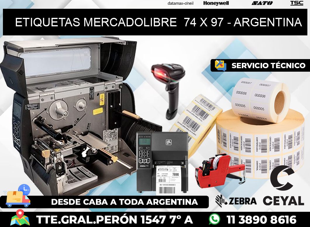 ETIQUETAS MERCADOLIBRE  74 x 97 - ARGENTINA