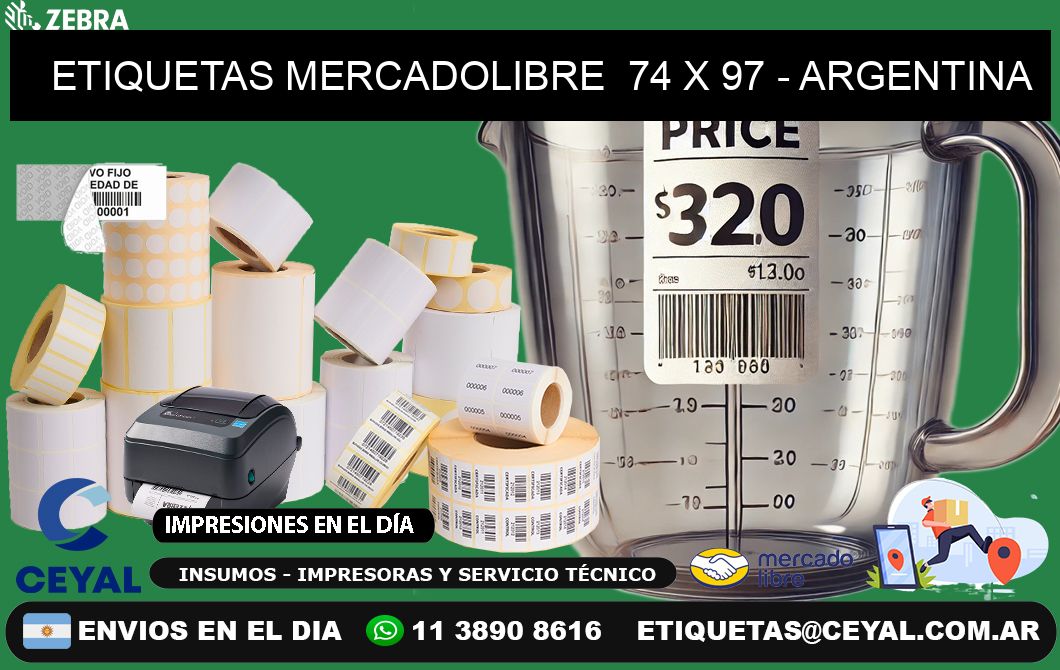 ETIQUETAS MERCADOLIBRE  74 x 97 - ARGENTINA