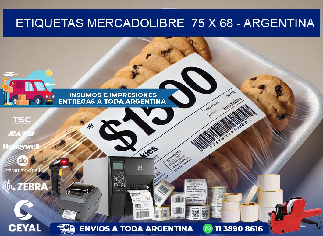 ETIQUETAS MERCADOLIBRE  75 x 68 - ARGENTINA