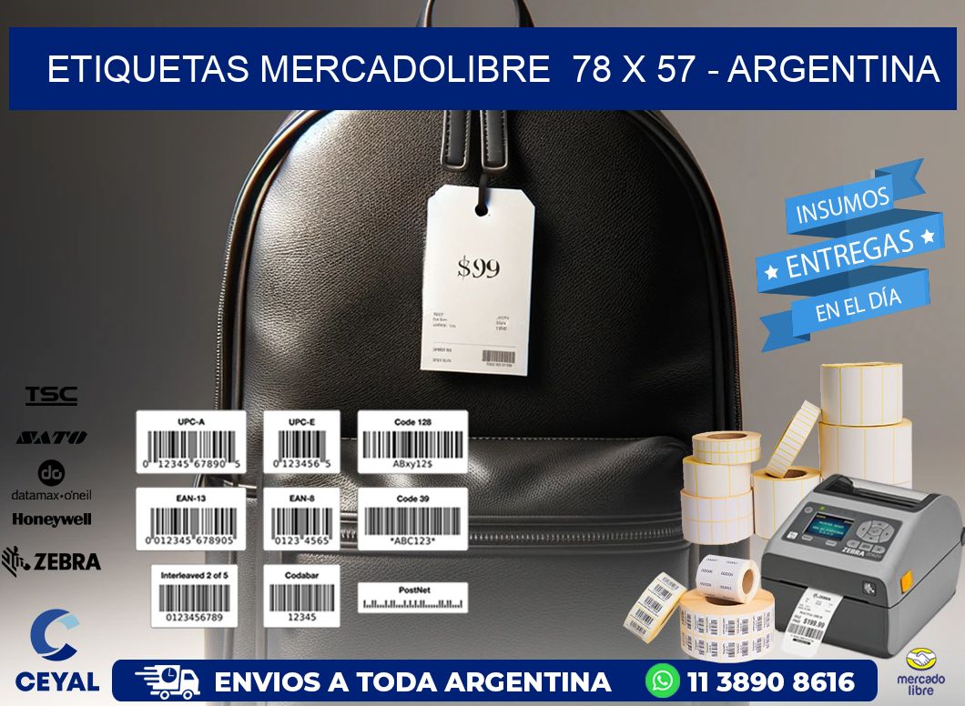 ETIQUETAS MERCADOLIBRE  78 x 57 - ARGENTINA