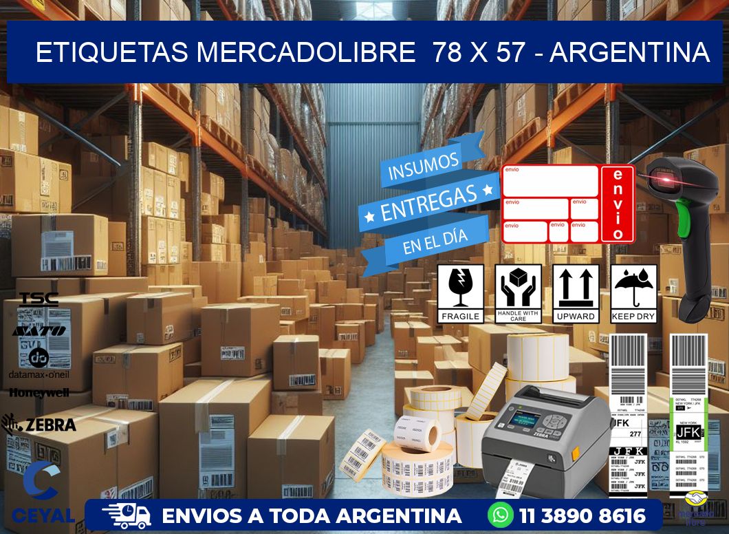 ETIQUETAS MERCADOLIBRE  78 x 57 - ARGENTINA