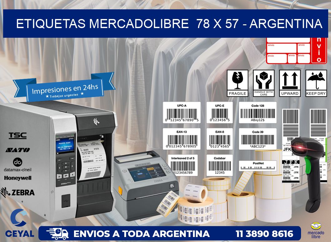 ETIQUETAS MERCADOLIBRE  78 x 57 - ARGENTINA