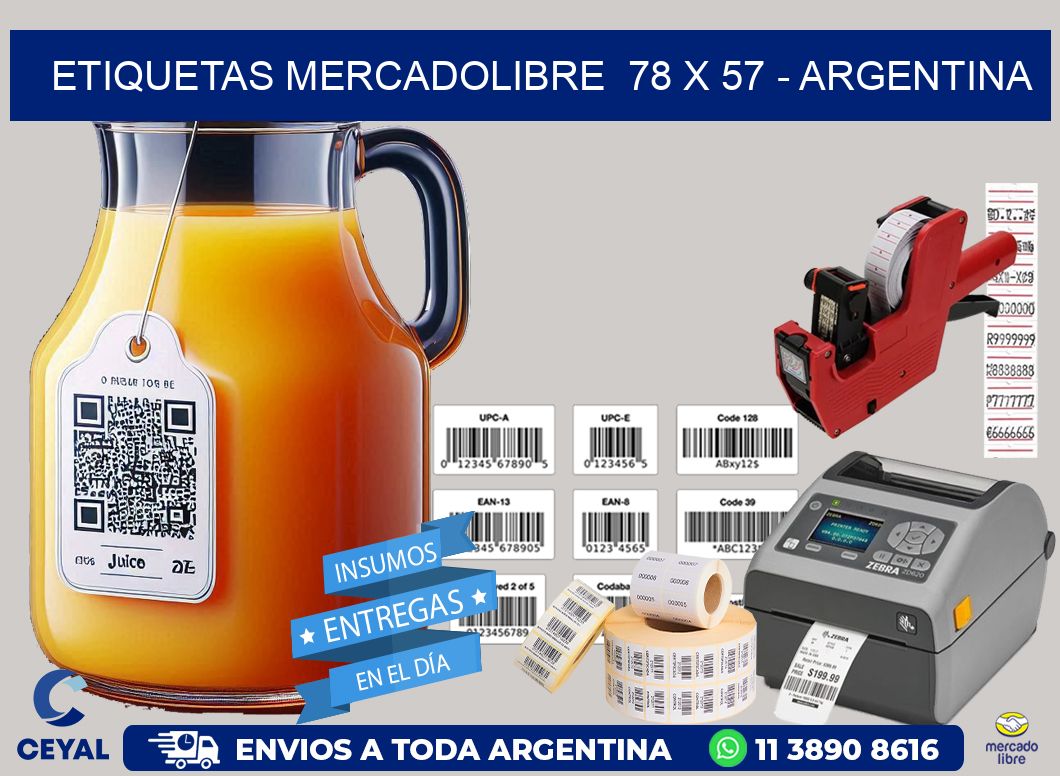 ETIQUETAS MERCADOLIBRE  78 x 57 – ARGENTINA